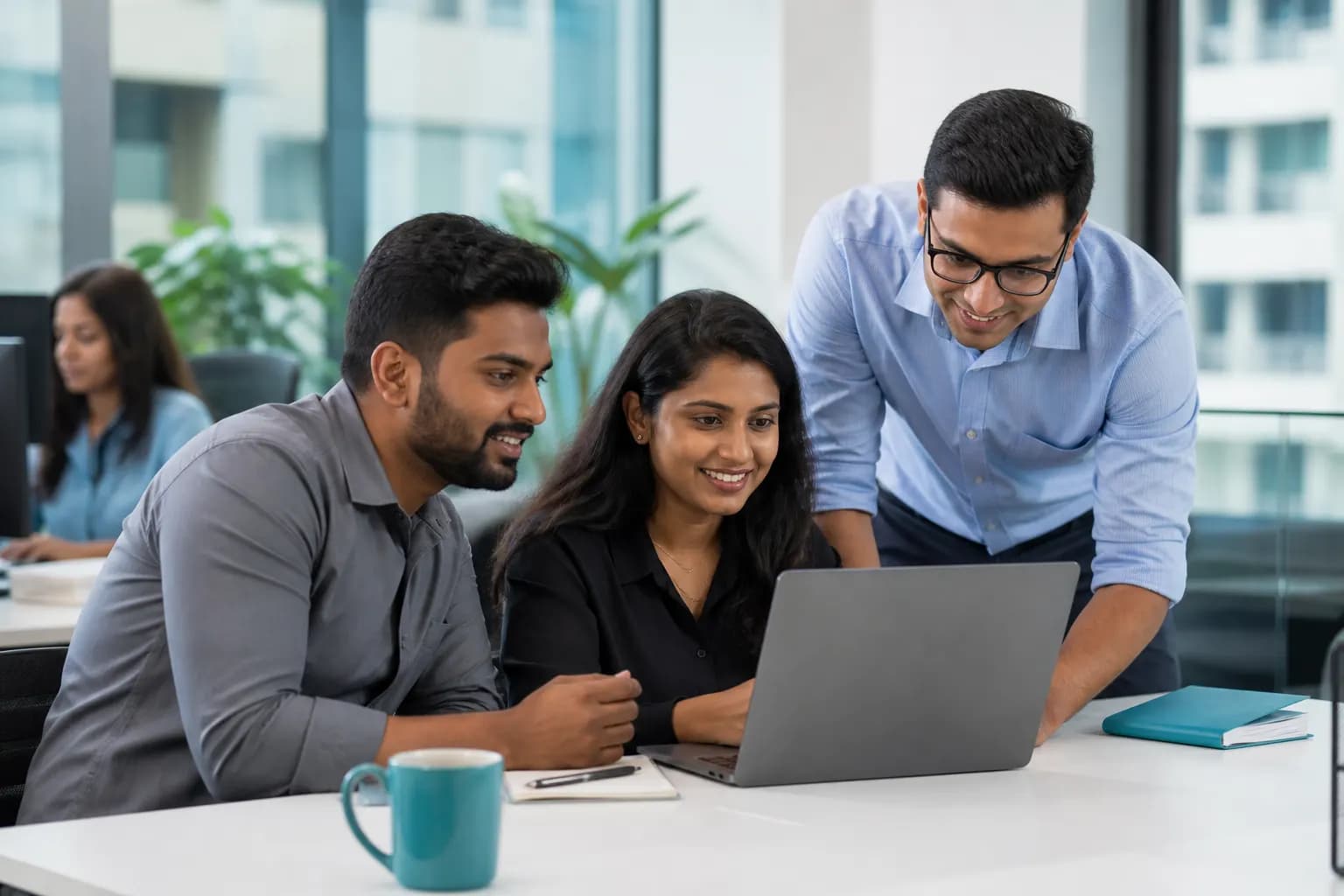 Indian office team collaborating on HR and business work
